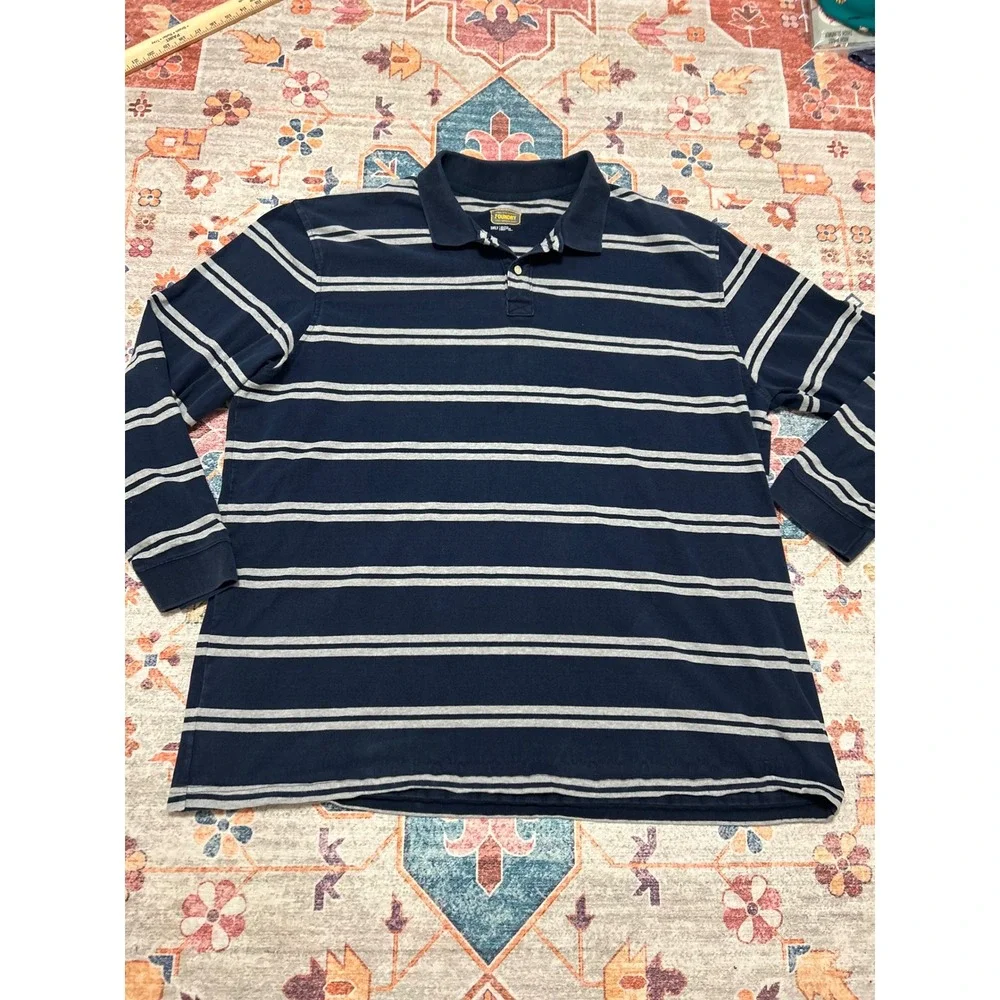 The‎ foundry 3XLT bluelong sleeve polo blue stripe office casual prep Big &Tall